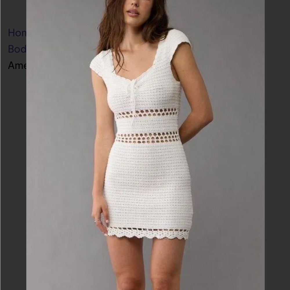 American Eagle Outfitters Crochet White Mini Dress